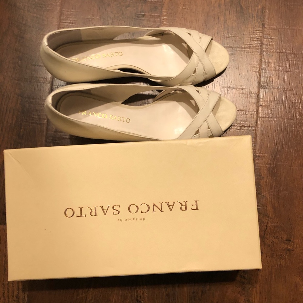 Franco Sarto Peep Toe Low Wedge Pump